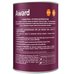 "AWARD" влажный корм для взрослых собак паштет из Индейки с черникой 400г 2540386